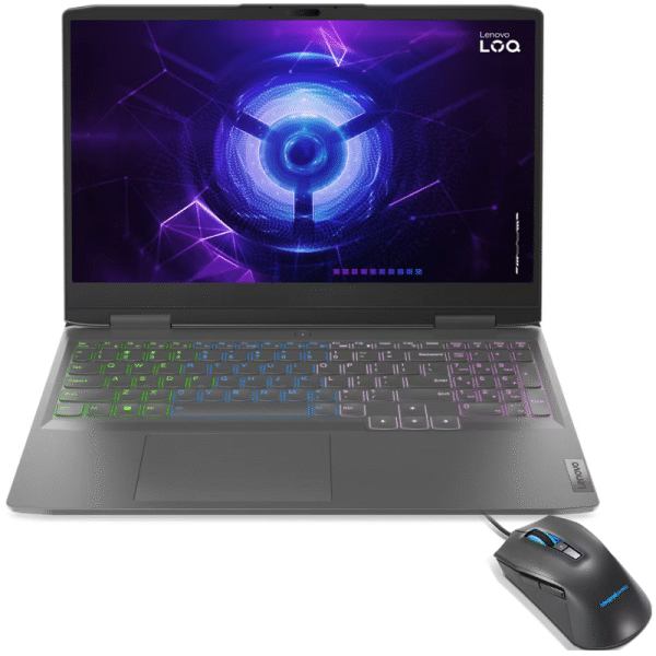 PC PORTABLE LENOVO LOQ 15IRH8 / I5-12450H / RTX 3050 6G / 8 GO / GRIS AVEC SOURIS RVB LENOVO LOQ M100 / GARANTIE 2 ANS – Image 1