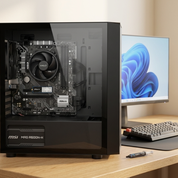 PC Bureautique Essentiel - AMD Ryzen 3 3200G - 8Go DDR4 - SSD 250Go - Format Compact & Silencieux – Image 1