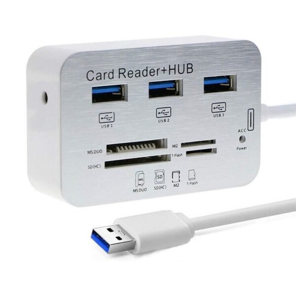 Hub USB 3.0 COMBO 3 Ports + Lecteur de cartes - Aluminium Référence 271011 – Image 1